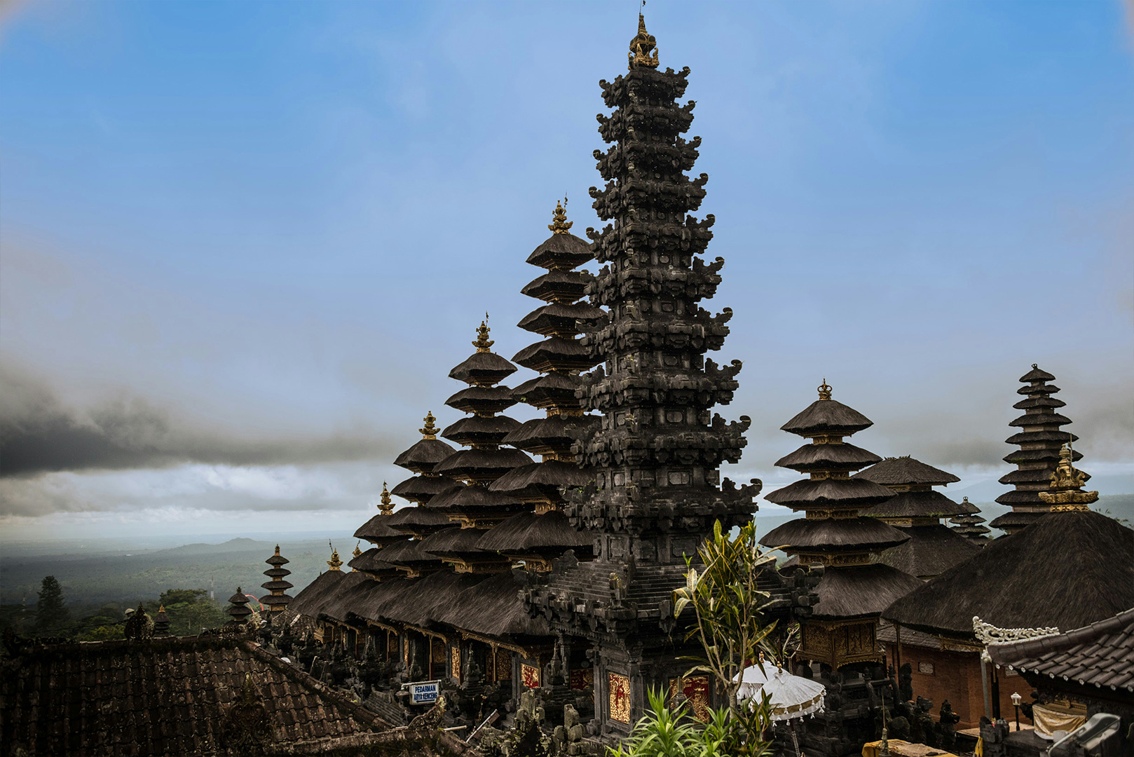 Besakih Temple during a cloudy day