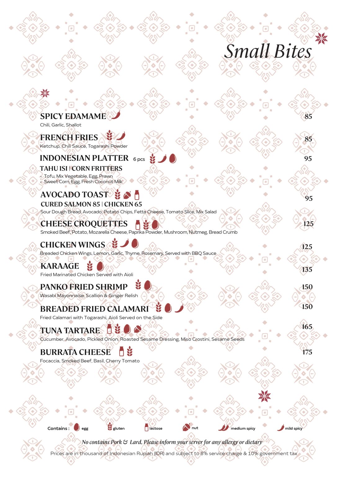 Food Menu - Mari Beach Club